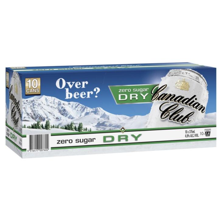 Canadian Club & Dry Zero Cans 10pk *375ml